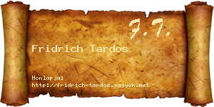 Fridrich Tardos névjegykártya